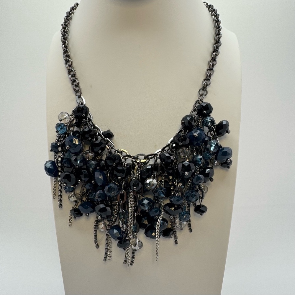 Simply Vera Wang Statement Necklace Glass Beads Fringe Bib 18–21”